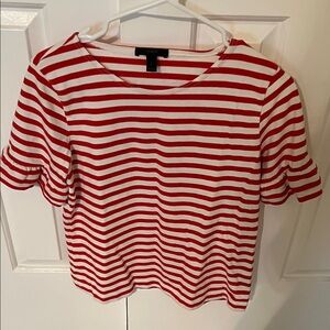 J. Crew Red and White Striped Short Sleeve Tee